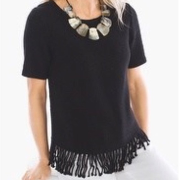 Chico’s New Black Fringe Hem Pullover Sweater NWOT - Picture 2 of 2